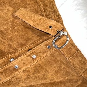 Zara “Auburn Brown” Suede Leather Skirt